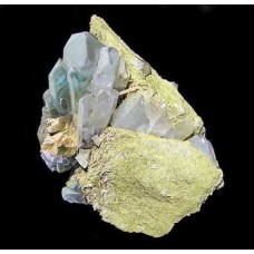 Natural Epidote in Quartz Cluster