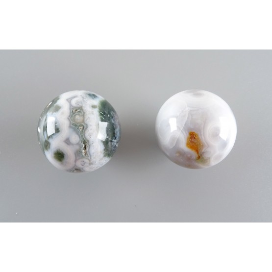 set of 2 Orbicular Jasper Spheres