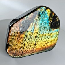 Deep Orange Pinkish Red Spectrolite Labradorite freeform Slab