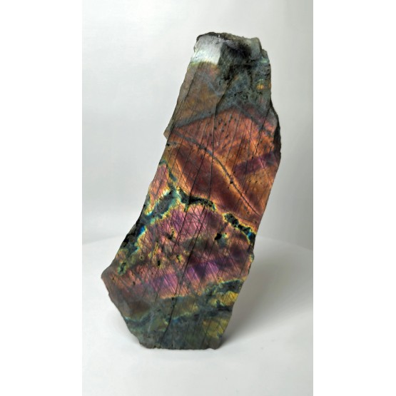 Purple and Golden Labradorite 1 Face Standing Polished Slab