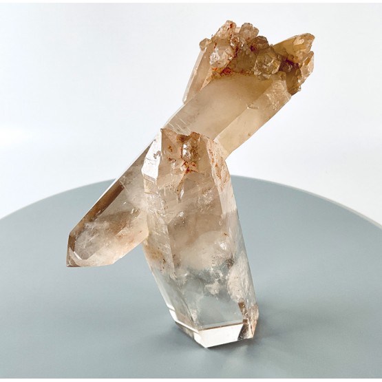 Quirky Part Polished Smoky Multi-Terminated Elestial Twins Quartz Prisms
