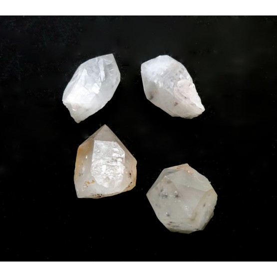 Natural Hollandite Quartz Points x 4 Natural Hollandite Quartz Points x 4